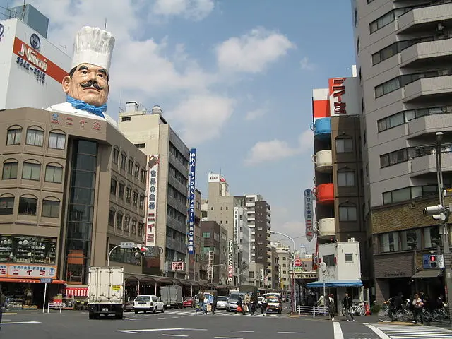 Calle de utensilios de cocina en Tokio