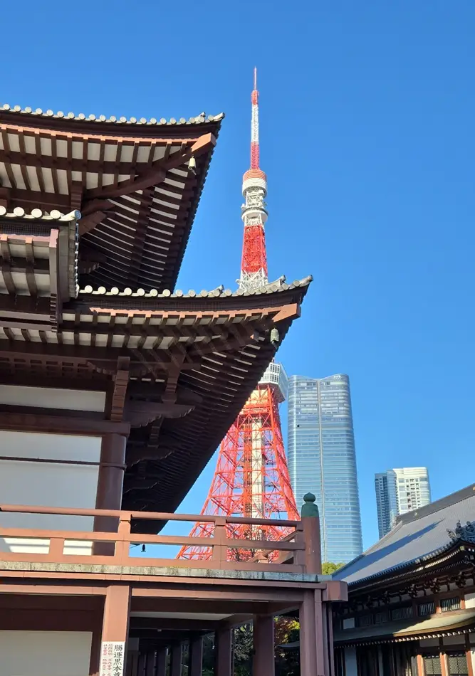 Templo de Zojoji y torre de Tokio en Roppongi